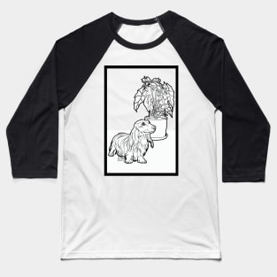 Dachshund and Elephant Ear Plant Baseball T-Shirt